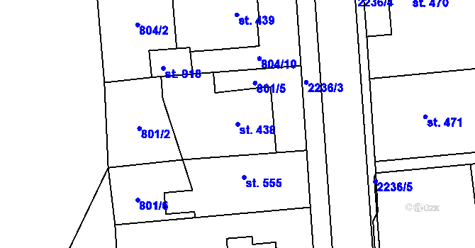 Parcela st. 438 v KÚ Solnice, Katastrální mapa