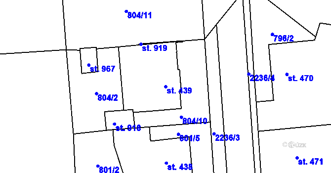 Parcela st. 439 v KÚ Solnice, Katastrální mapa