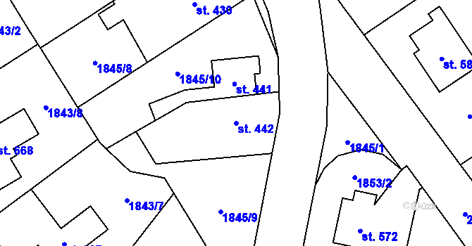 Parcela st. 442 v KÚ Solnice, Katastrální mapa