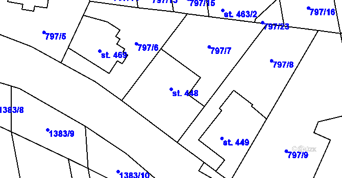 Parcela st. 448 v KÚ Solnice, Katastrální mapa