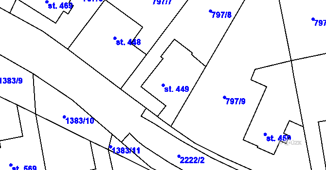 Parcela st. 449 v KÚ Solnice, Katastrální mapa