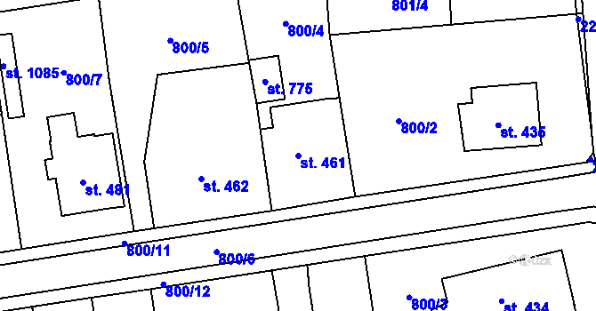 Parcela st. 461 v KÚ Solnice, Katastrální mapa