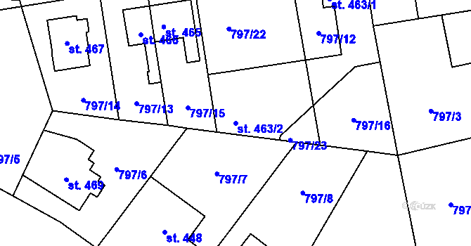 Parcela st. 463/2 v KÚ Solnice, Katastrální mapa