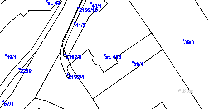 Parcela st. 483 v KÚ Solnice, Katastrální mapa