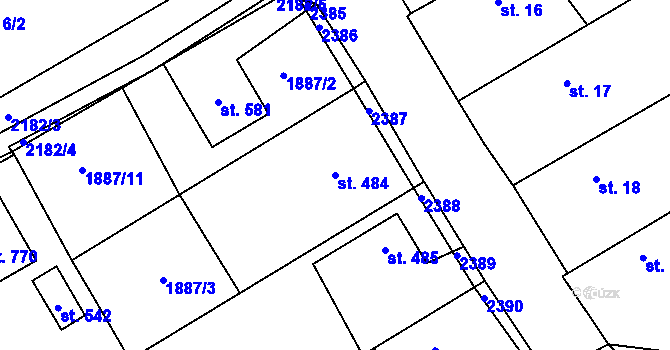 Parcela st. 484 v KÚ Solnice, Katastrální mapa