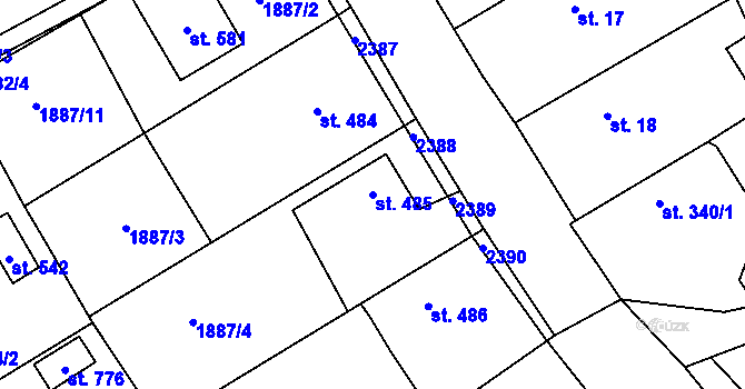 Parcela st. 485 v KÚ Solnice, Katastrální mapa