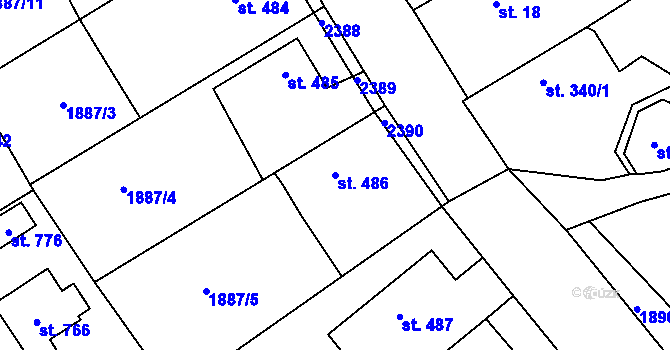 Parcela st. 486 v KÚ Solnice, Katastrální mapa