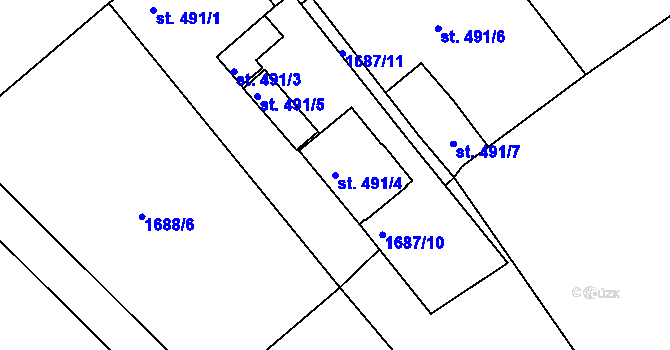 Parcela st. 491/4 v KÚ Solnice, Katastrální mapa