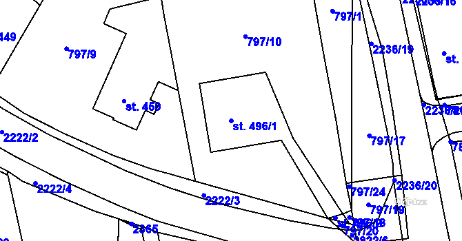 Parcela st. 496/1 v KÚ Solnice, Katastrální mapa