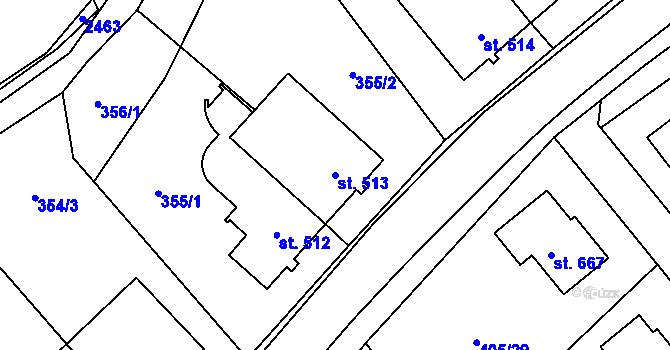 Parcela st. 513 v KÚ Solnice, Katastrální mapa