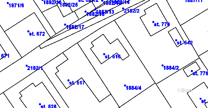 Parcela st. 516 v KÚ Solnice, Katastrální mapa