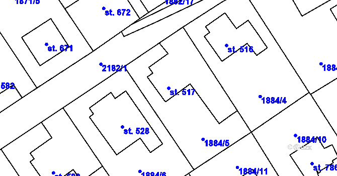 Parcela st. 517 v KÚ Solnice, Katastrální mapa