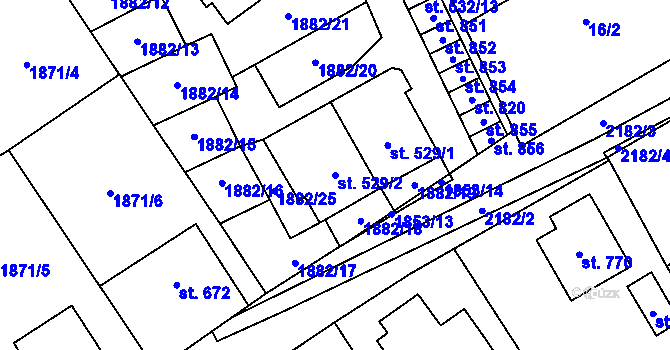 Parcela st. 529/2 v KÚ Solnice, Katastrální mapa