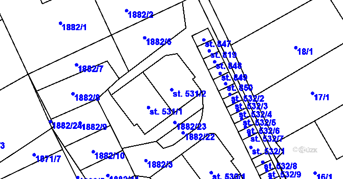 Parcela st. 531/2 v KÚ Solnice, Katastrální mapa