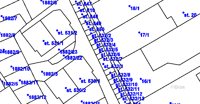 Parcela st. 532/6 v KÚ Solnice, Katastrální mapa