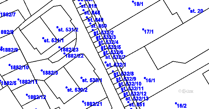 Parcela st. 532/7 v KÚ Solnice, Katastrální mapa