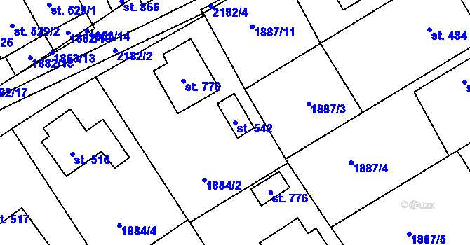 Parcela st. 542 v KÚ Solnice, Katastrální mapa