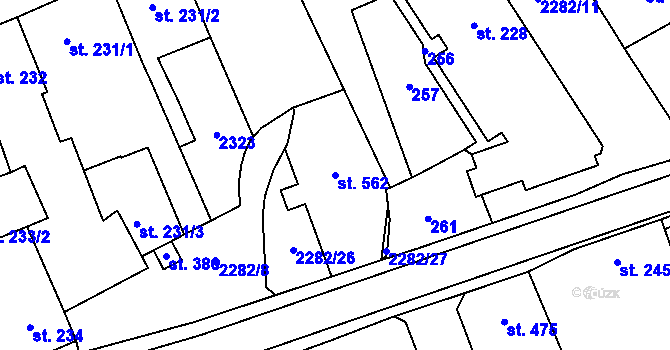 Parcela st. 562 v KÚ Solnice, Katastrální mapa
