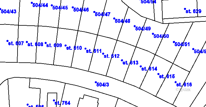 Parcela st. 612 v KÚ Solnice, Katastrální mapa