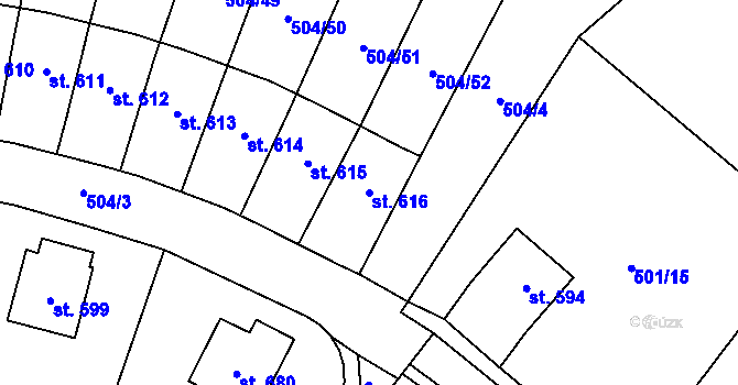 Parcela st. 616 v KÚ Solnice, Katastrální mapa