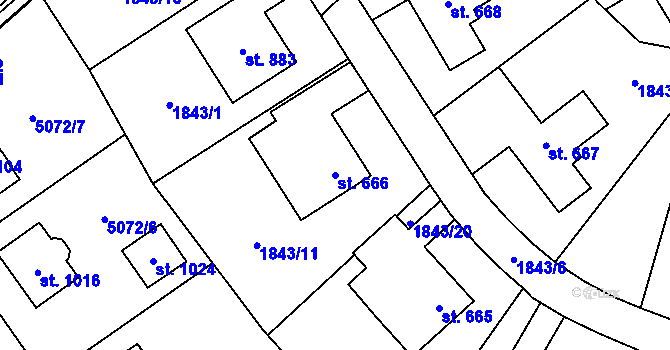 Parcela st. 666 v KÚ Solnice, Katastrální mapa