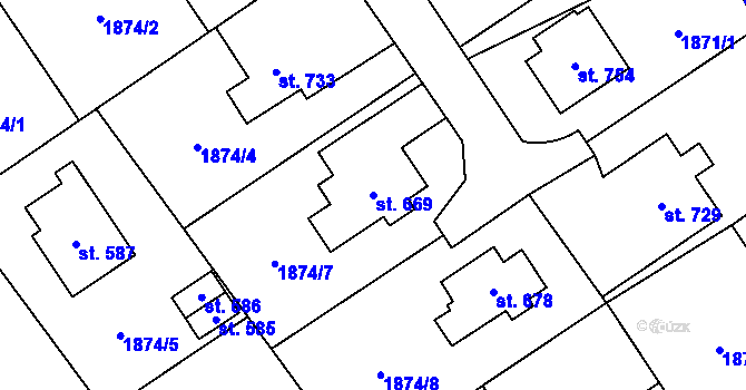 Parcela st. 669 v KÚ Solnice, Katastrální mapa