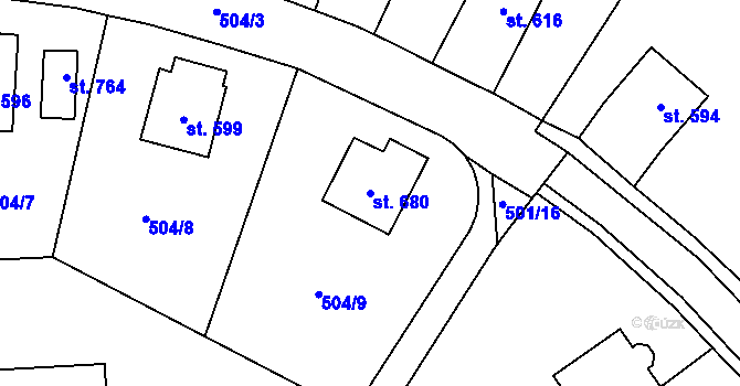 Parcela st. 680 v KÚ Solnice, Katastrální mapa