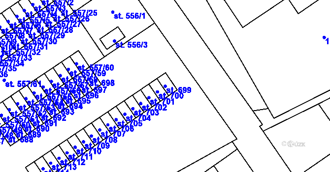 Parcela st. 699 v KÚ Solnice, Katastrální mapa