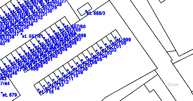 Parcela st. 703 v KÚ Solnice, Katastrální mapa