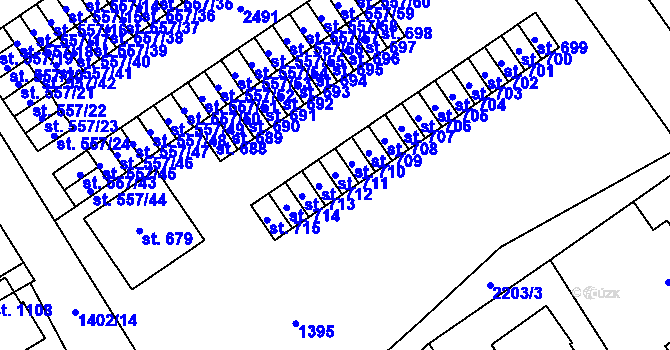 Parcela st. 711 v KÚ Solnice, Katastrální mapa