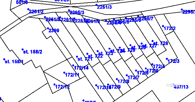 Parcela st. 723 v KÚ Solnice, Katastrální mapa