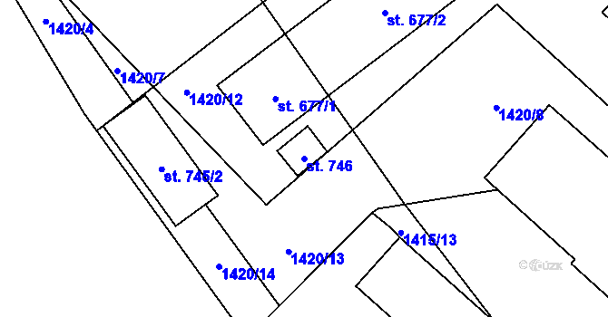Parcela st. 746 v KÚ Solnice, Katastrální mapa