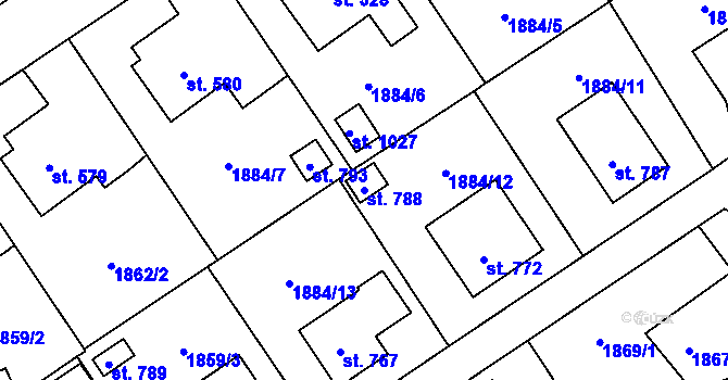 Parcela st. 788 v KÚ Solnice, Katastrální mapa