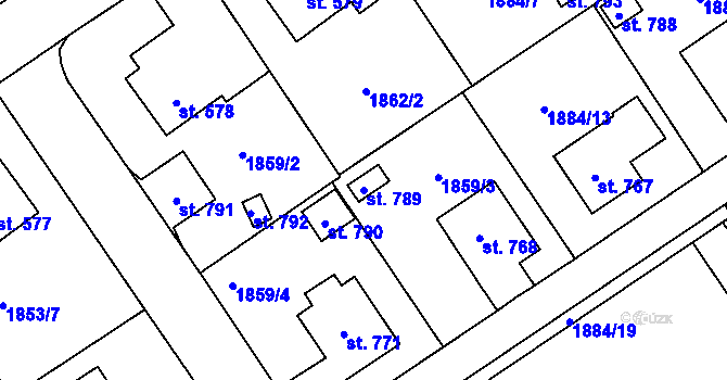 Parcela st. 789 v KÚ Solnice, Katastrální mapa