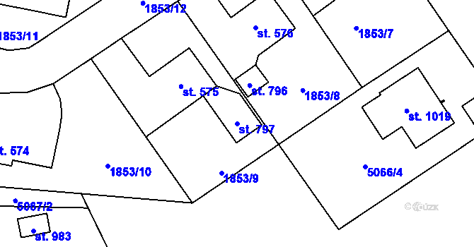 Parcela st. 797 v KÚ Solnice, Katastrální mapa