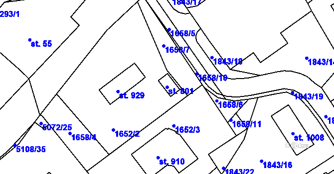 Parcela st. 801 v KÚ Solnice, Katastrální mapa
