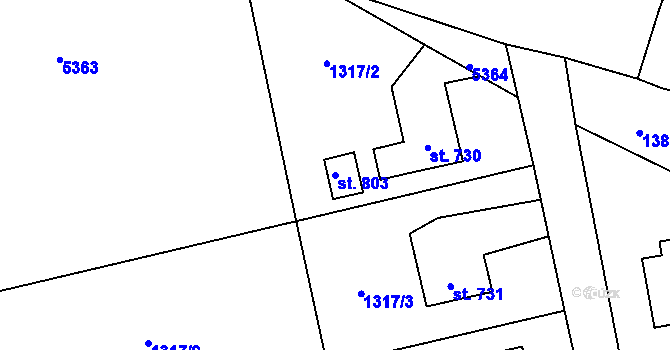 Parcela st. 803 v KÚ Solnice, Katastrální mapa