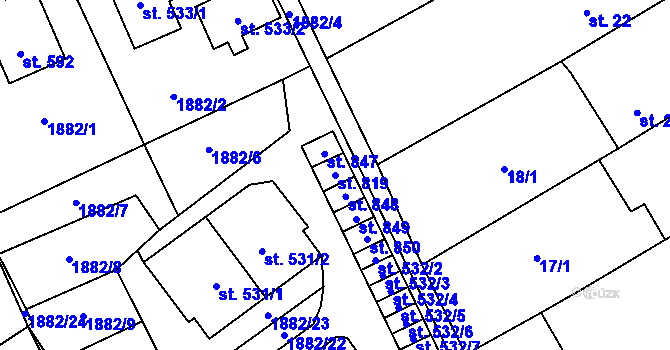 Parcela st. 819 v KÚ Solnice, Katastrální mapa