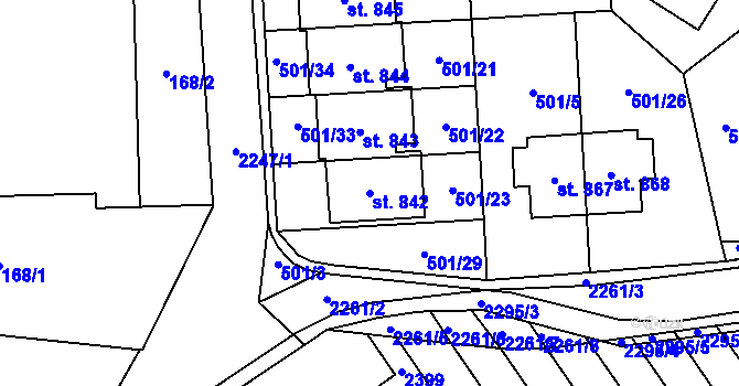 Parcela st. 842 v KÚ Solnice, Katastrální mapa