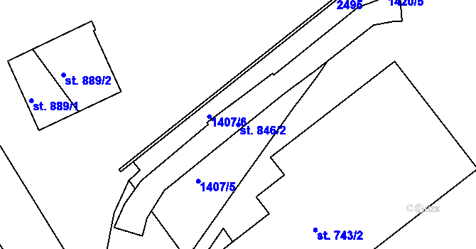 Parcela st. 846/2 v KÚ Solnice, Katastrální mapa