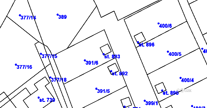 Parcela st. 893 v KÚ Solnice, Katastrální mapa