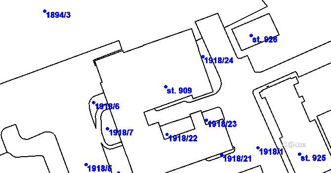 Parcela st. 909 v KÚ Solnice, Katastrální mapa