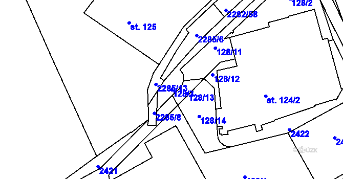 Parcela st. 128/3 v KÚ Solnice, Katastrální mapa