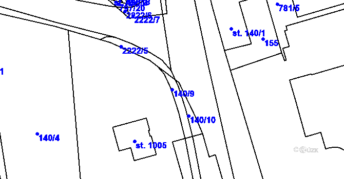 Parcela st. 140/9 v KÚ Solnice, Katastrální mapa