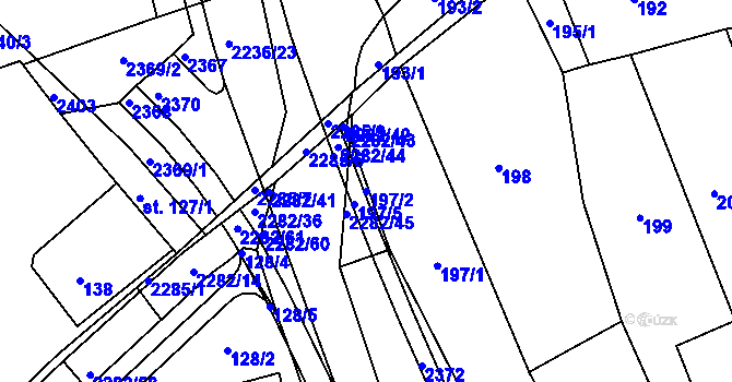 Parcela st. 197/2 v KÚ Solnice, Katastrální mapa
