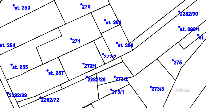 Parcela st. 272/2 v KÚ Solnice, Katastrální mapa