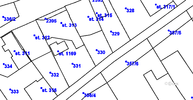 Parcela st. 330 v KÚ Solnice, Katastrální mapa