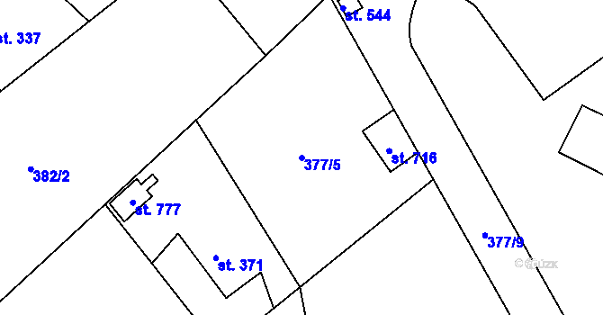 Parcela st. 377/5 v KÚ Solnice, Katastrální mapa