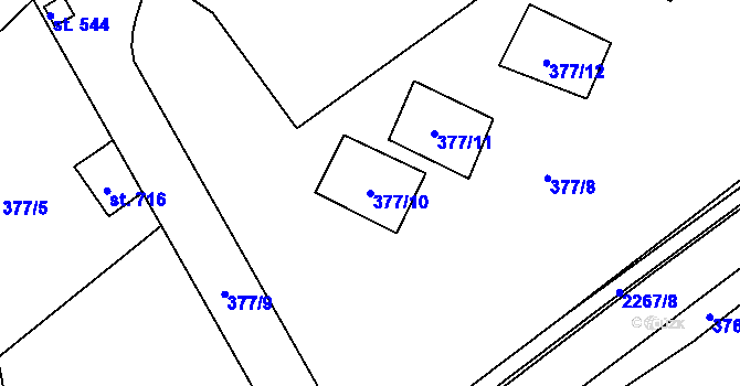 Parcela st. 377/10 v KÚ Solnice, Katastrální mapa