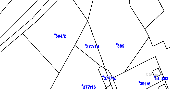 Parcela st. 377/14 v KÚ Solnice, Katastrální mapa